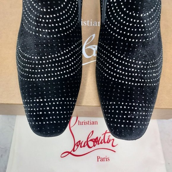 Christian Louboutin Men's Dandy Chick Black Crystal Shoe Loafer - Picture 2 of 10